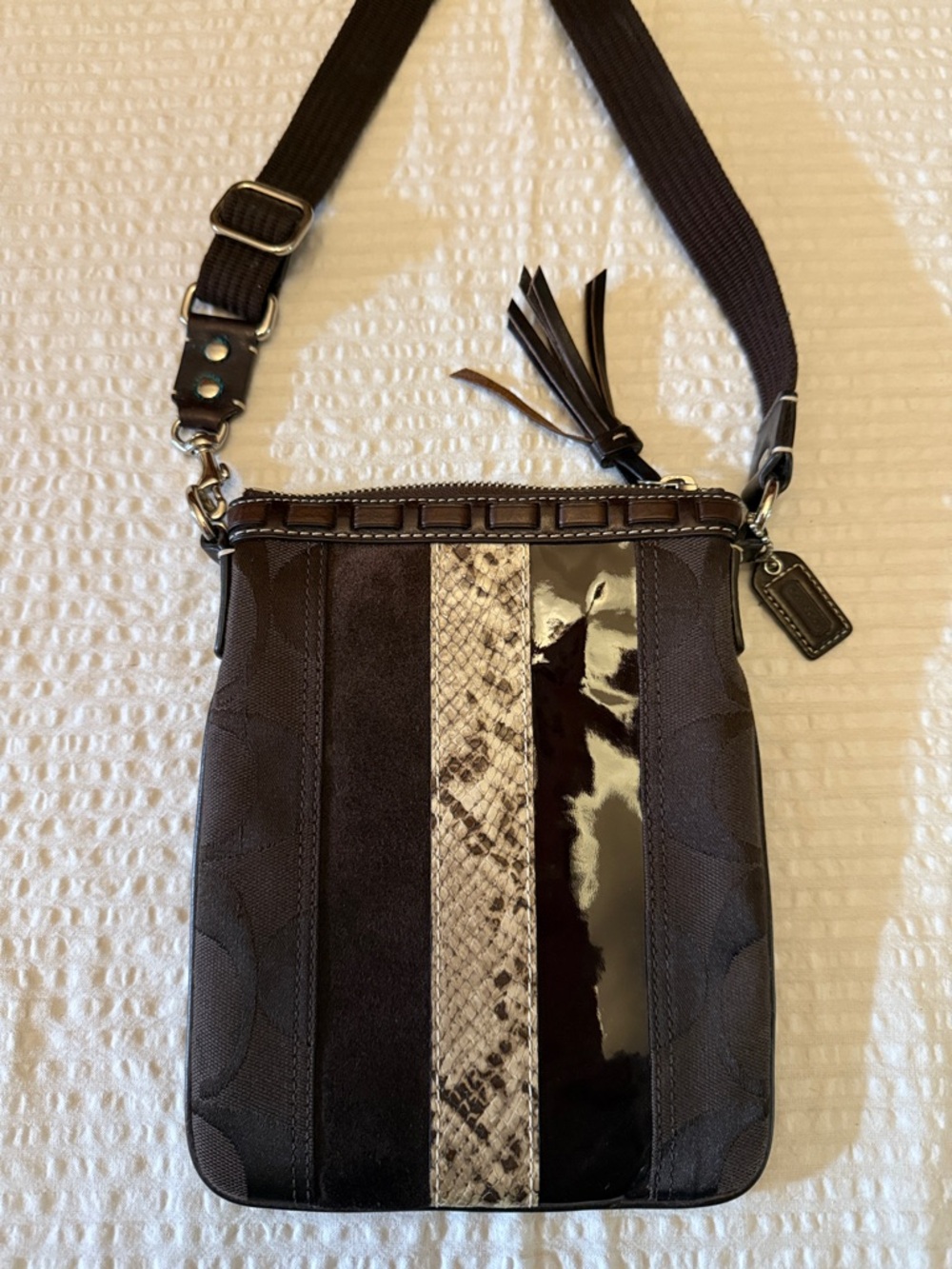 Vintage Coach Patchwork Crossbody with Snake Print Accent - Excellent condition!